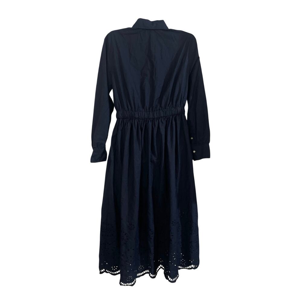 Free Assembly Eyelet Long Sleeve Maxi Shirt Dress Cinch Tie Waist SZ M Cottage - Picture 3 of 7